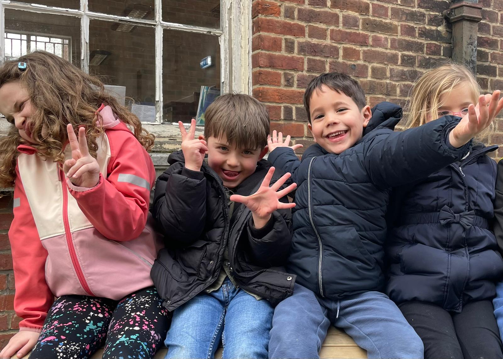Camp child celebrating